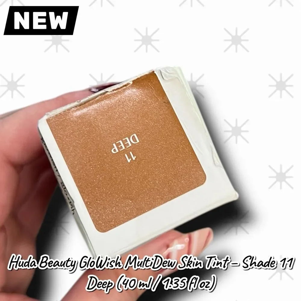 New NIB Huda Beauty GloWish MultiDew Skin Tint – Shade 11 Deep (40 ml / 1.35 fl
